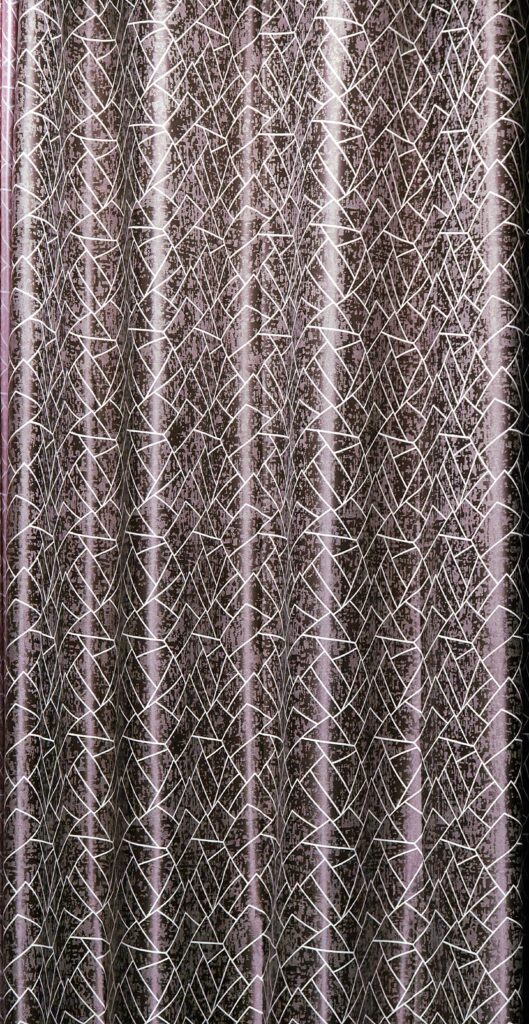 Luxury taupe geometric custom-size curtain fabric by Nemii Decor featuring a modern abstract linear pattern with premium textured finish, designed for made-to-measure window treatments.